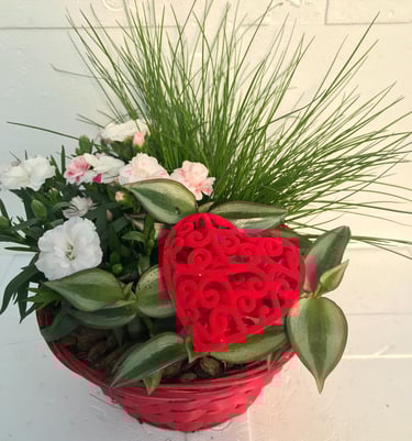 basket with red heart