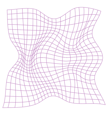 a purple and black square shaped object with a grid of lines and a grid of