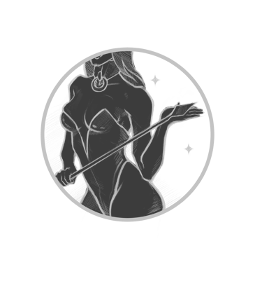 a woman in a black and white drawing of a woman with a whip