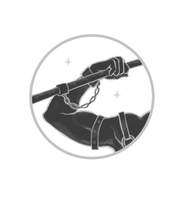 muscular arm of a man holding a railing with a chain