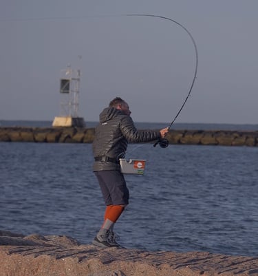 Casting to albies from shore