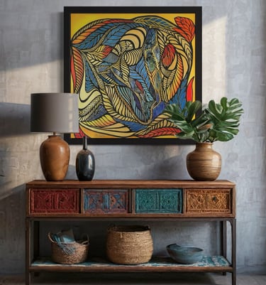 Photograph of a painting called The Budding by Shoshana Lock,