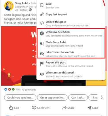 linkedin - post dismissal