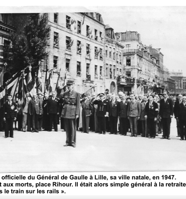 visite du general de gaulle à lille en 1947 monument aux morts place rihour