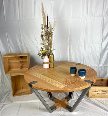 table basse en douglas et fer brut