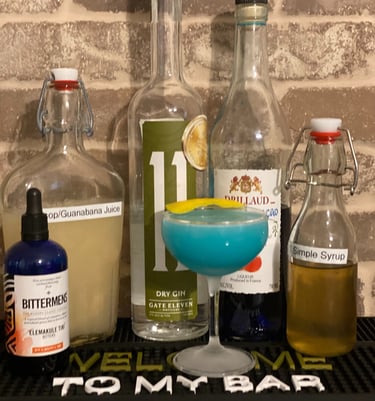 aqua pearl audrey saunders gin soursop guanabana elemakule tiki bitters blue curacao