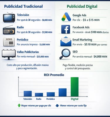 Comparativa de costos y ROI entre marketing tradicional vs digital actualizado 2025