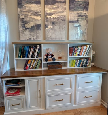 Custom living office built-in with shelving and books Dayton OH