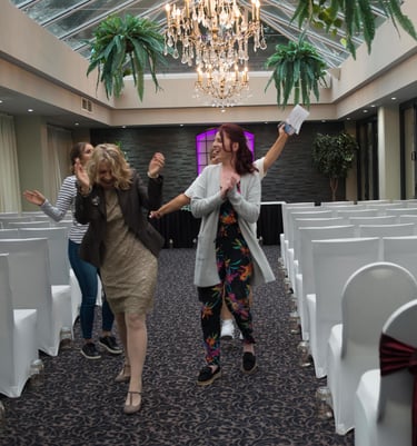 Dancing to ease the Bride's nerves!