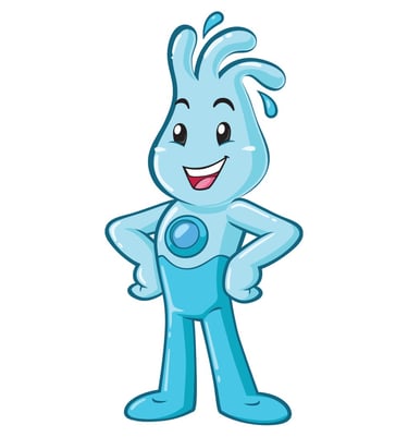 a cartoon character with a blue and white costume