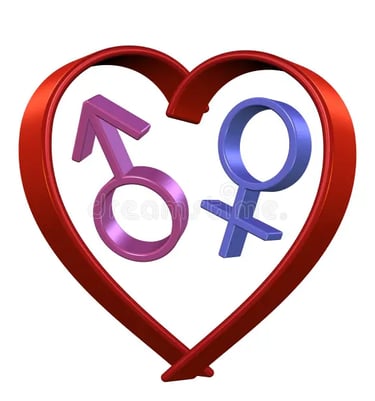 male and female gender symbols inside of a heart