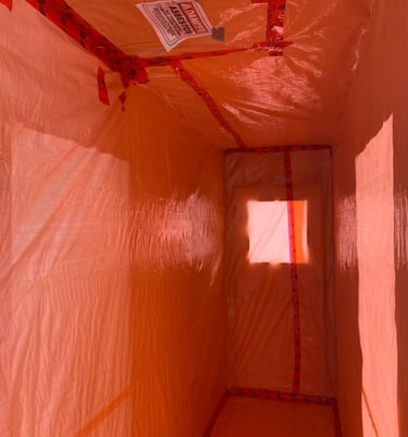Orange Poly containment of a room