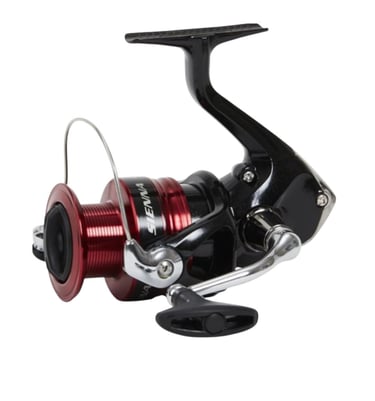 molinete corpo preto e rotor vermelo forte para pesca tambaqui modelo sienna