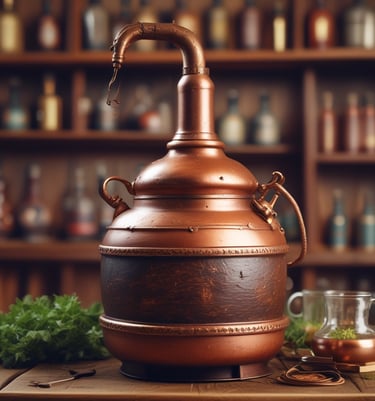 Glass bottles filled with fresh herbal hydrolates arranged on a wooden shelf with soft natural light.