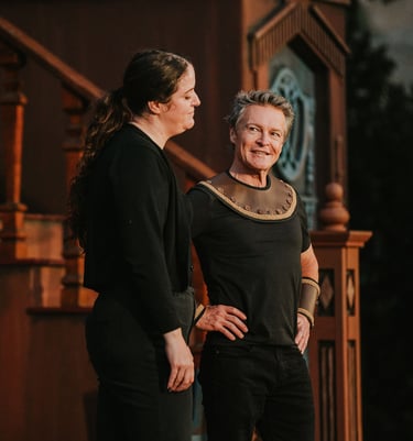 Image of Ashley Moses as Eurycleia and Todd Long as Odysseus in Odysseus Dies at the End