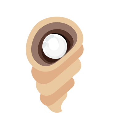 flat-style icon of a shell with a pearl inside on a white circle background, MerMapp logo