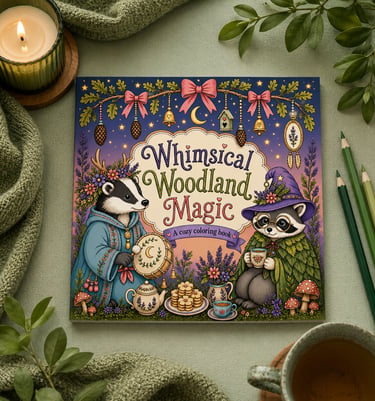 Whimsical Woodland Magic coloring book: cute and cozy animal friends 