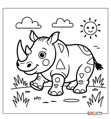 Rhinoceros coloring page horned mammal printable for kids