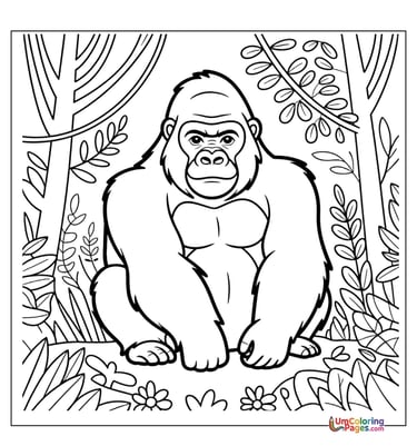 Gorilla coloring page silverback ape printable for kids