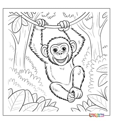 Chimpanzee coloring page primate animal printable for kids