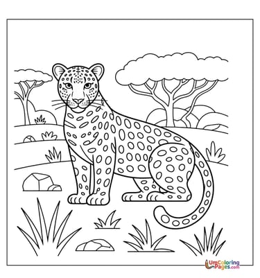 Leopard coloring page spotted big cat printable for kids