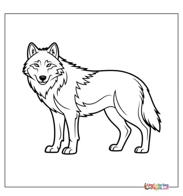 Wolf coloring page wild canine printable for kids