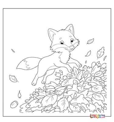 Fox coloring page woodland animal printable for kids