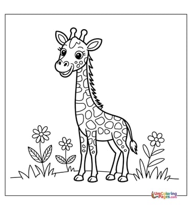 Giraffe coloring page tall African animal printable for kids