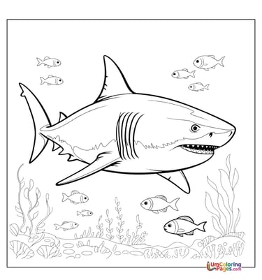 shark coloring page for kids