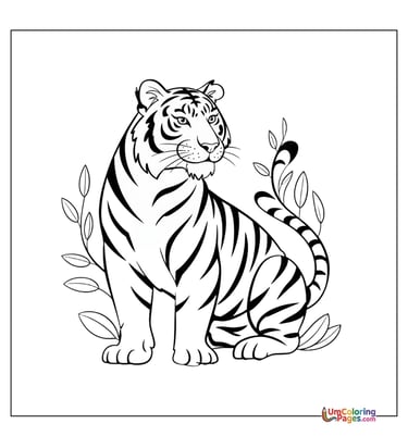 Tiger coloring page striped big cat printable for kids