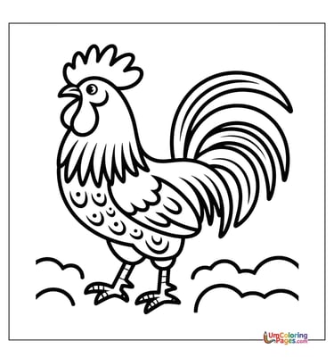 rooster coloring page for kids