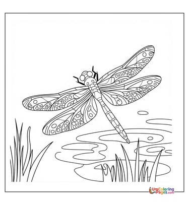 Dragonfly coloring page flying insect printable for kids