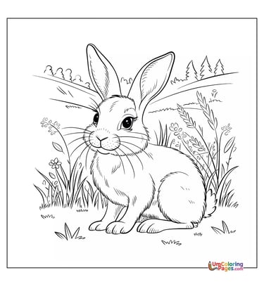 Rabbit coloring page bunny pet printable for kids