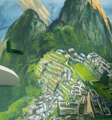 Machu Piccu Mural in the Livingroom stairs 