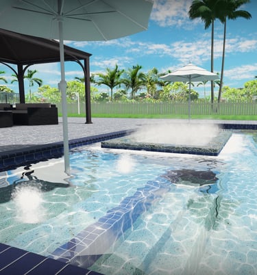 a custom pool design Redner for finish selection and placement