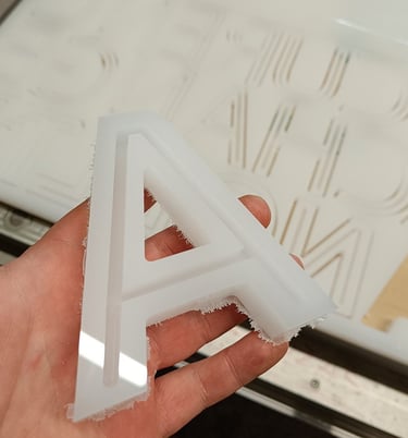 Plexiglass letter machining