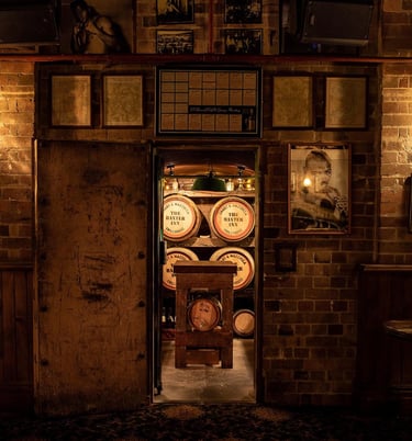 a door way with a door open to a cellar