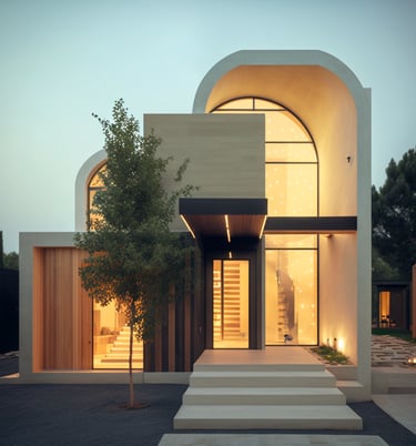 a Modern villa with a staircase leading to a staircase