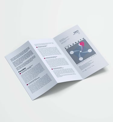 Brochure graphic design for art festival KVADRATU