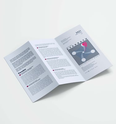 Brochure graphic design for art festival KVADRATU