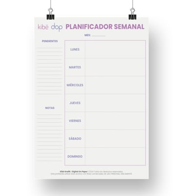Plantilla de planificador semanal - kibe - digital on paper 