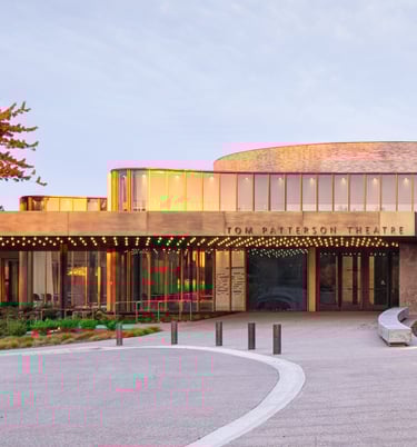 Tom Patterson Theatre, with brass design elements made by Pengelly Iron Works