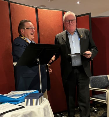 2024 President Rod presents President Elect Keith with his second Paul Harris Fellow award