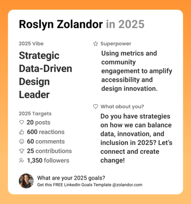 My LinkedIn Goals for 2025. Key sections are Vibe, Superpower, Targets & question.