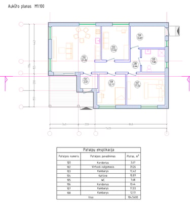 karkasinis namass 104m2