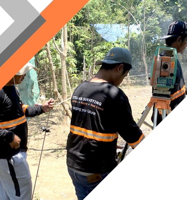 Licensed Surveyor Engineer conducting land survey or land surveying for mapping relocation survey