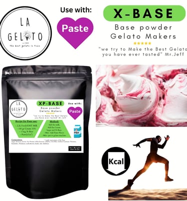 X-Gelato Paste, Low Sugar, Low Fat, High protein anf vitamin Gelato Powder to use with Paste