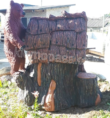 betoninis šulinys-šulinio apdaila su meškiukais