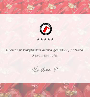 Greitai ir kokybiškai atliko gesintuvų patikrą. Rekomenduoju. - Kristina P.