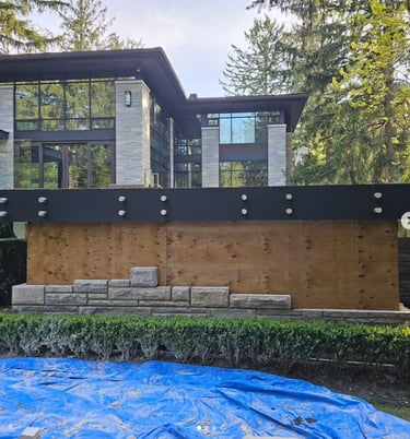 a house with a large backyard patio with a large backyard area